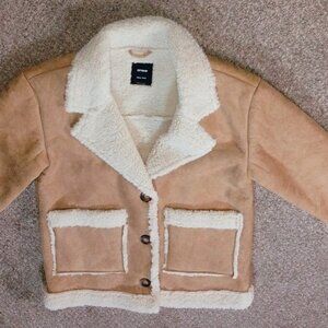 Faux Suede Sherpa-Lined Jacket